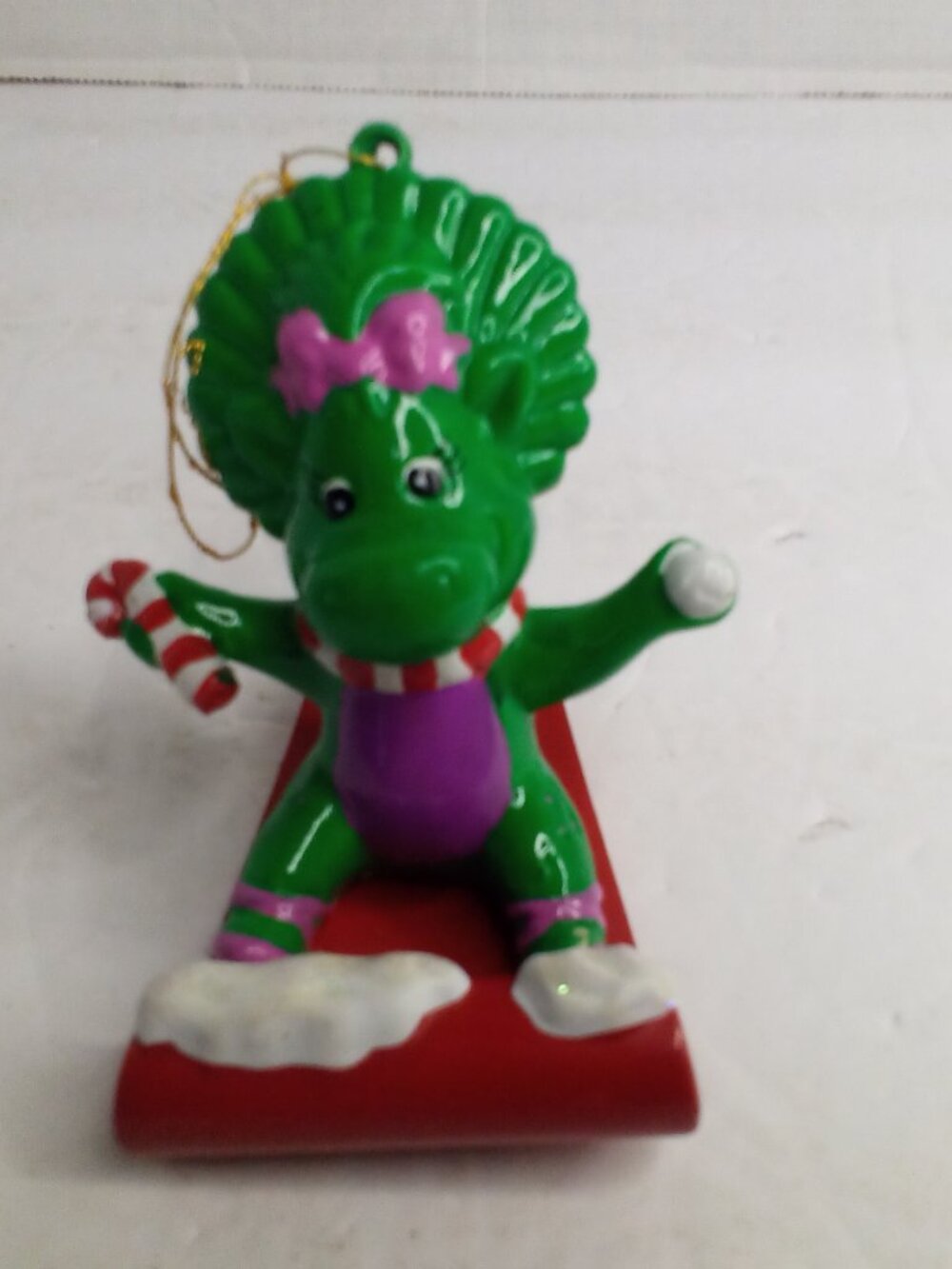 Baby Bop Sledding Christmas Ornament Plastic Barney 2000 Lyons Partnership